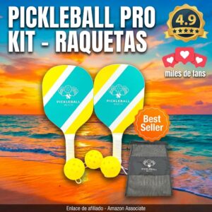 Pickleball Pro Kit 2 Raquetas Madera y 3 Pelotas con Bolsa