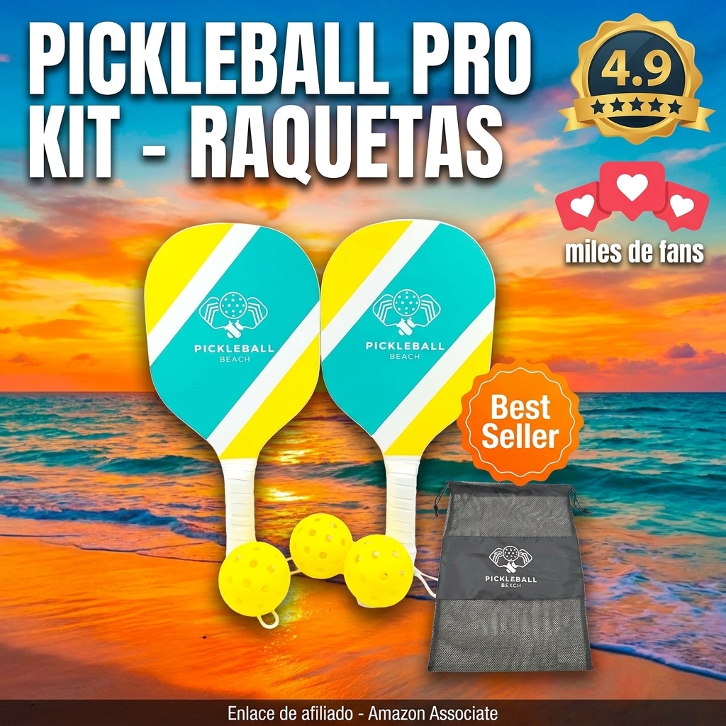 Pickleball Pro® | 2 Raquetas de Madera + 3 Pelotas | Kit Oficial Pickle Ball con Bolsa de Transporte | Juego de Playa, Aire Libre, Deporte | Juegos para Adultos | 100% Fun | OriginalCorner®