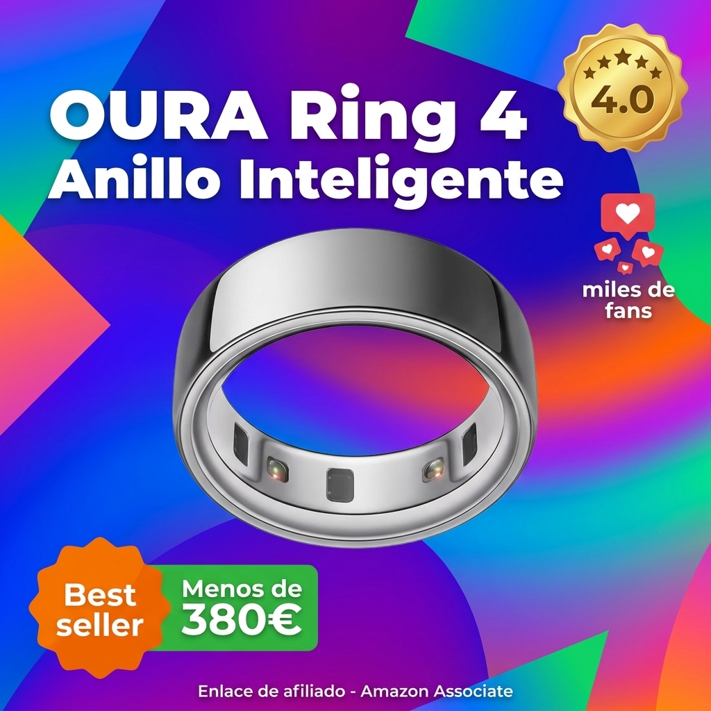 OURA Ring 4 Anillo Inteligente - Silver - Talla 8 | Averigua tu Talla con el Kit de Tallaje Ring 4 | Monitoriza el sueño, la FC, el estrés y más - hasta 8 días de autonomía