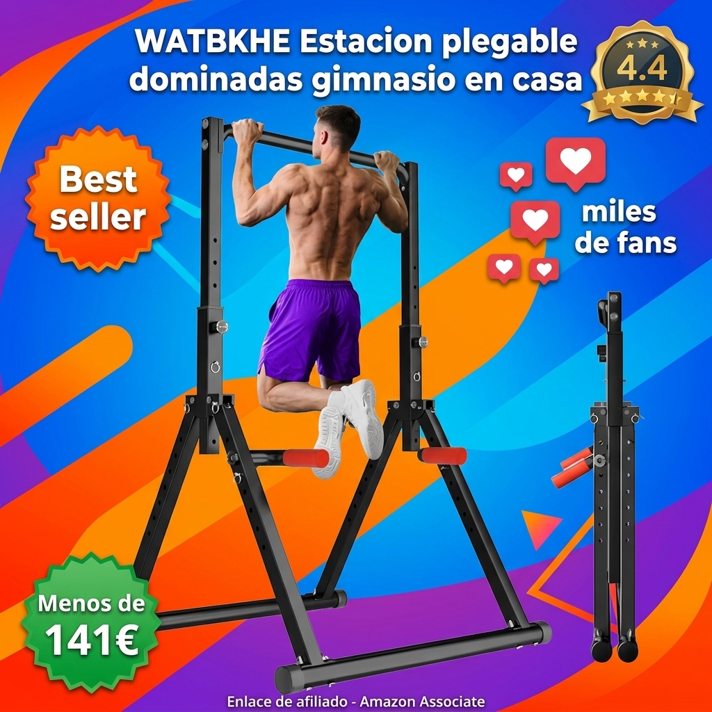 WATBKHE Estación plegable para dominadas de pie para gimnasio en casa, multifuncional, para entrenamiento de fuerza