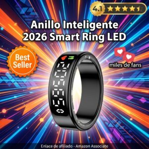 Anillo inteligente 2026 con pantalla LED y monitor salud