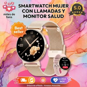 Smartwatch mujer con llamadas Bluetooth y 120 modos deporte