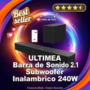 Barra de sonido ULTIMEA 2.1 con subwoofer inalambrico 240W