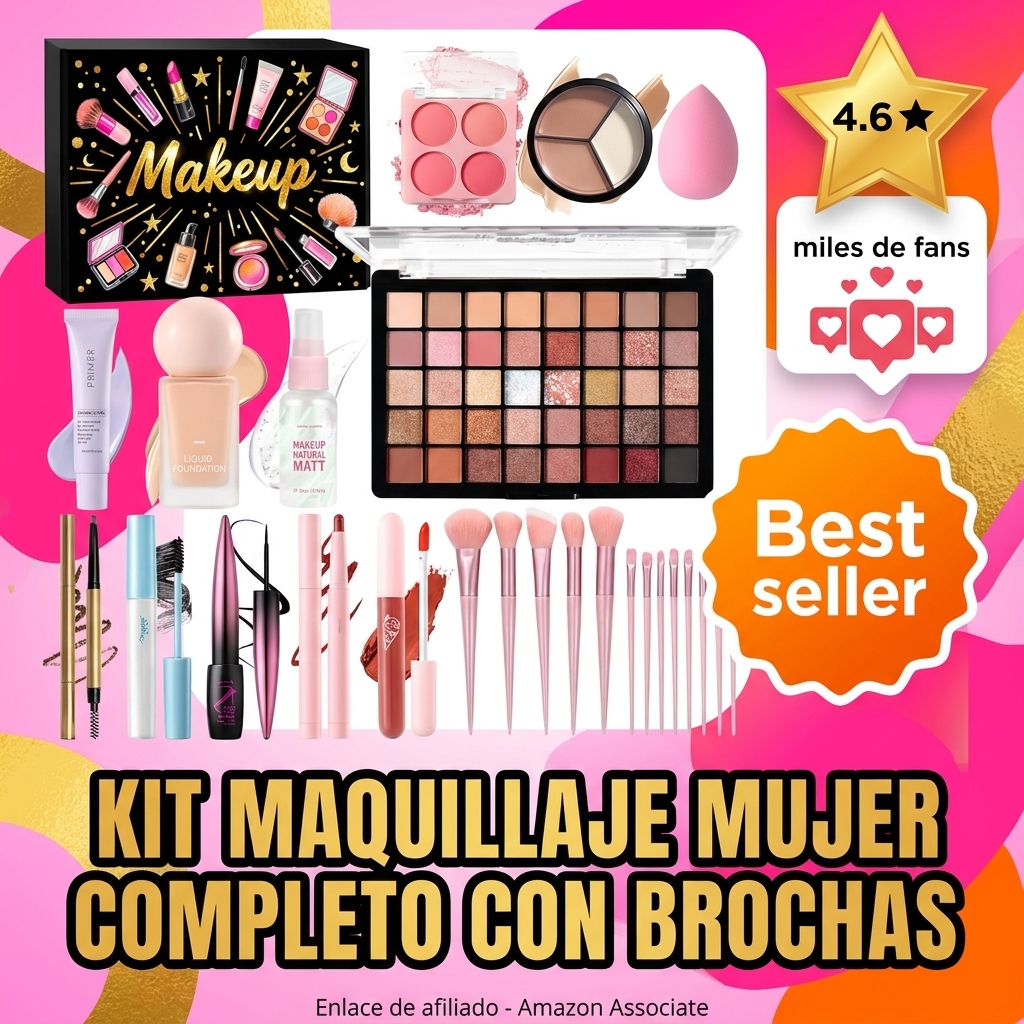 Kit Maquillaje Mujer, Set Maquillaje Mujer, Kit de Estuche Maquillaje Profesional Completo, Set Regalo Maquillaje Adolescente con Primer Fundación Paleta De Sombras Corrector Máscara Brillo Labial
