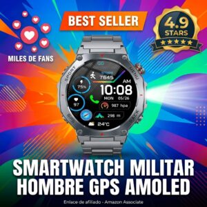 Smartwatch Hombre Militar GPS AMOLED 160 Modos Deportivos