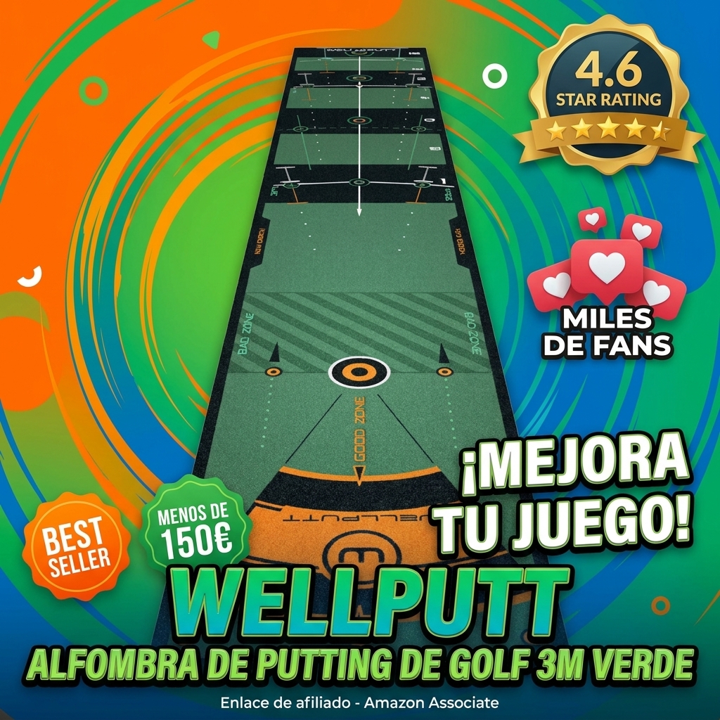 WELLPUTT - Alfombra de Putting Entrenamiento Golf - 3m Verde