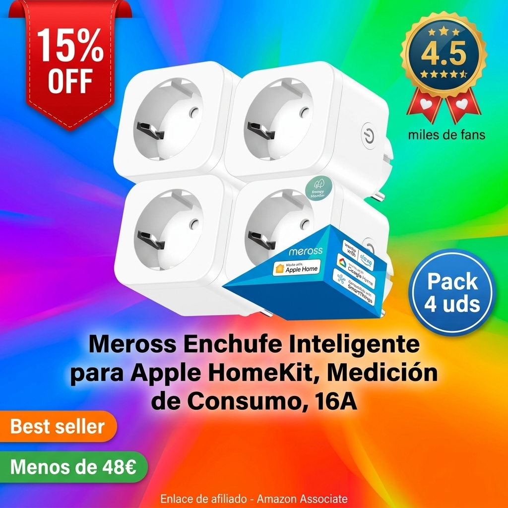 Meross Enchufe Inteligente para Apple HomeKit, Medición de Consumo, 16A