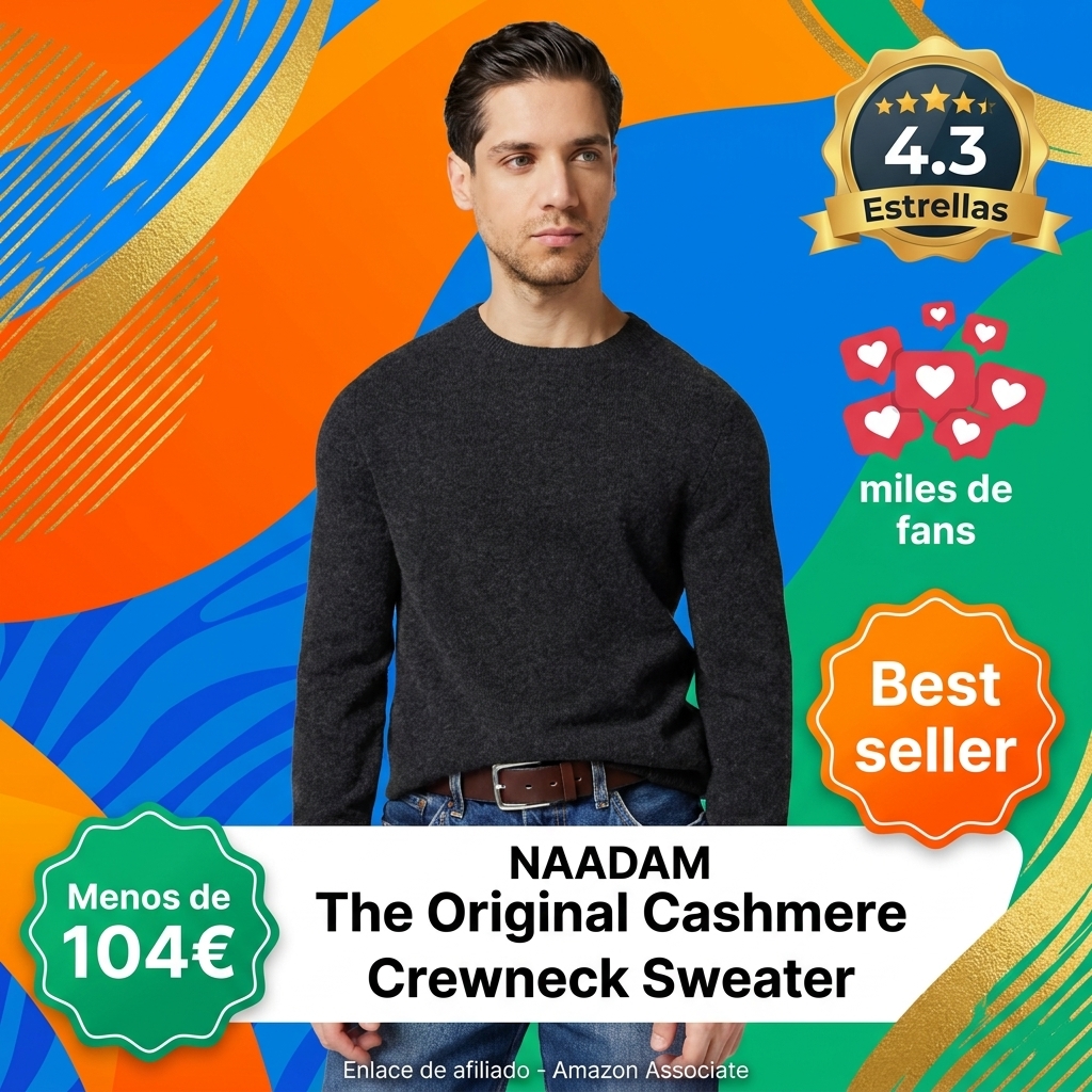 NAADAM The Original Cashmere Crewneck Sweater Suéter pulóver Hombre (Pack de 1)