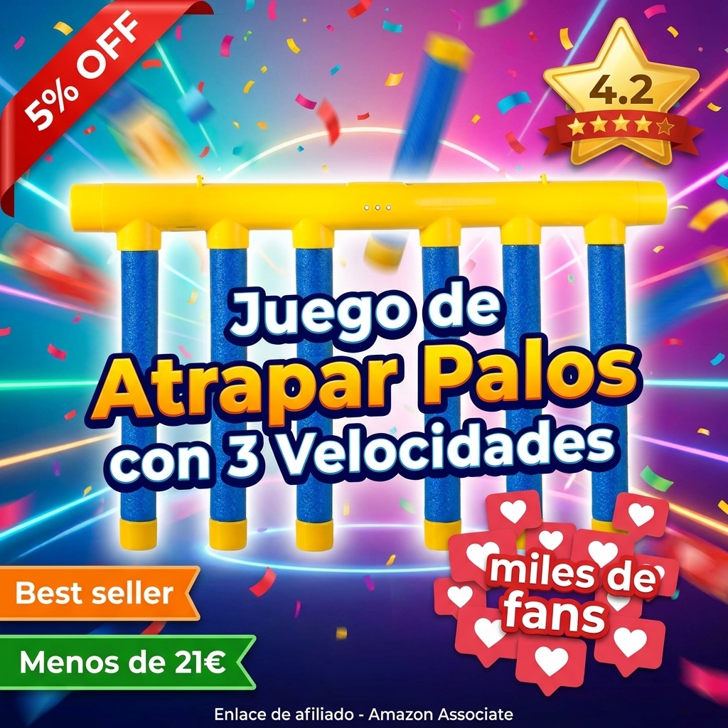 Juego de Atrapar Palos con 3 Velocidades – Juguete de Entrenamiento de Reacción y Coordinación Mano-Ojo para Niños y Adultos, Ideal para Juegos Interactivos en Casa o al Aire Libre