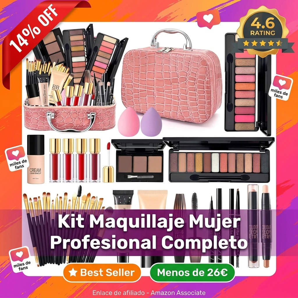 Kit Maquillaje Mujer Profesional Completo, Set de Maquillaje Adolescente Chica con Bolsa Maquillaje Viaje, Estuche Maquillaje Regalo con Paleta Sombras Ojos BB Cream Rímel Gloss Labios Base Maquillaje