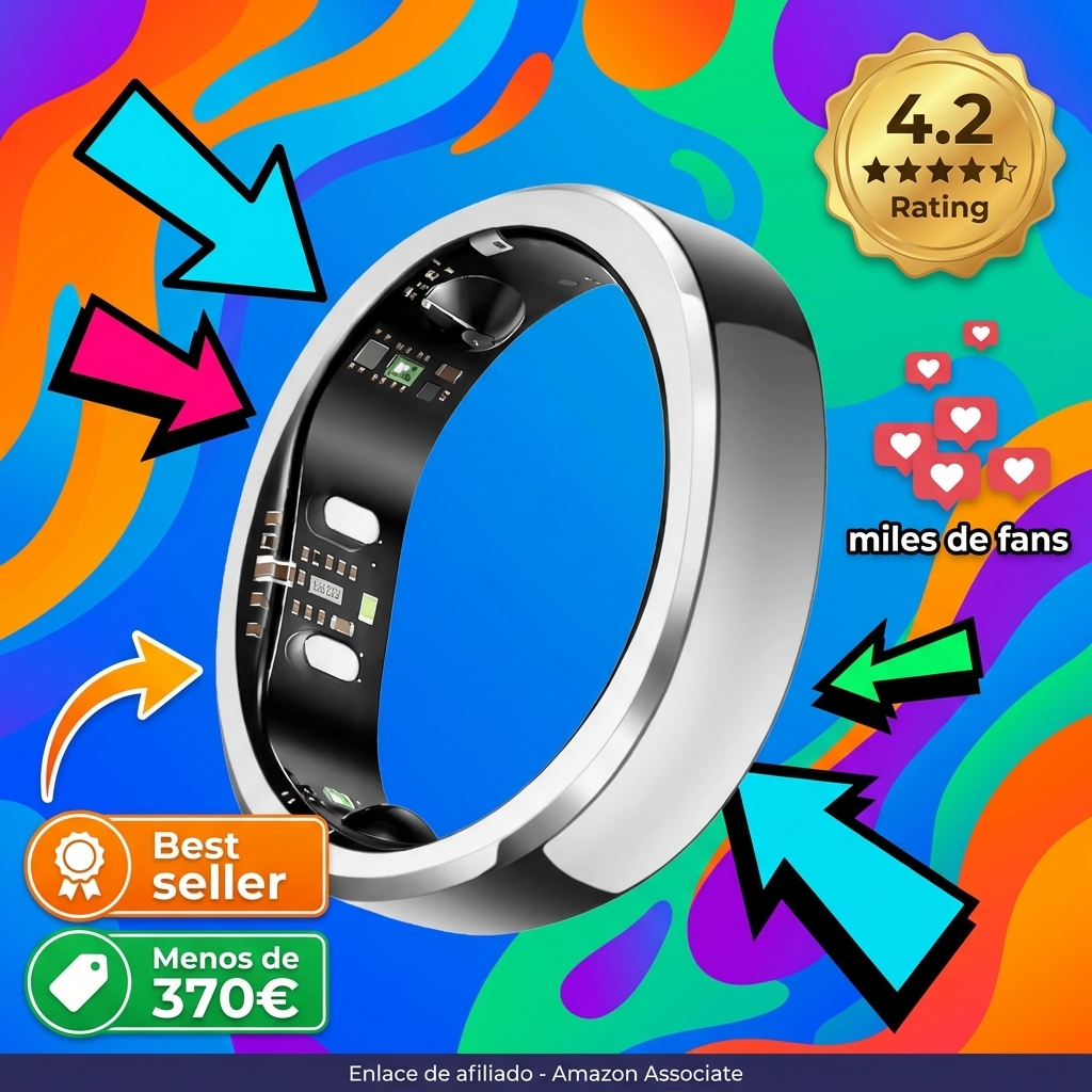 RingConn Gen 3, Primer Anillo Inteligente del Mundo con Tendencias Vasculares, Sin Suscripción, Alertas por Vibración, Sueño, Fitness, Frecuencia Cardíaca, 14 Días de Batería(8, Plata Futurista)