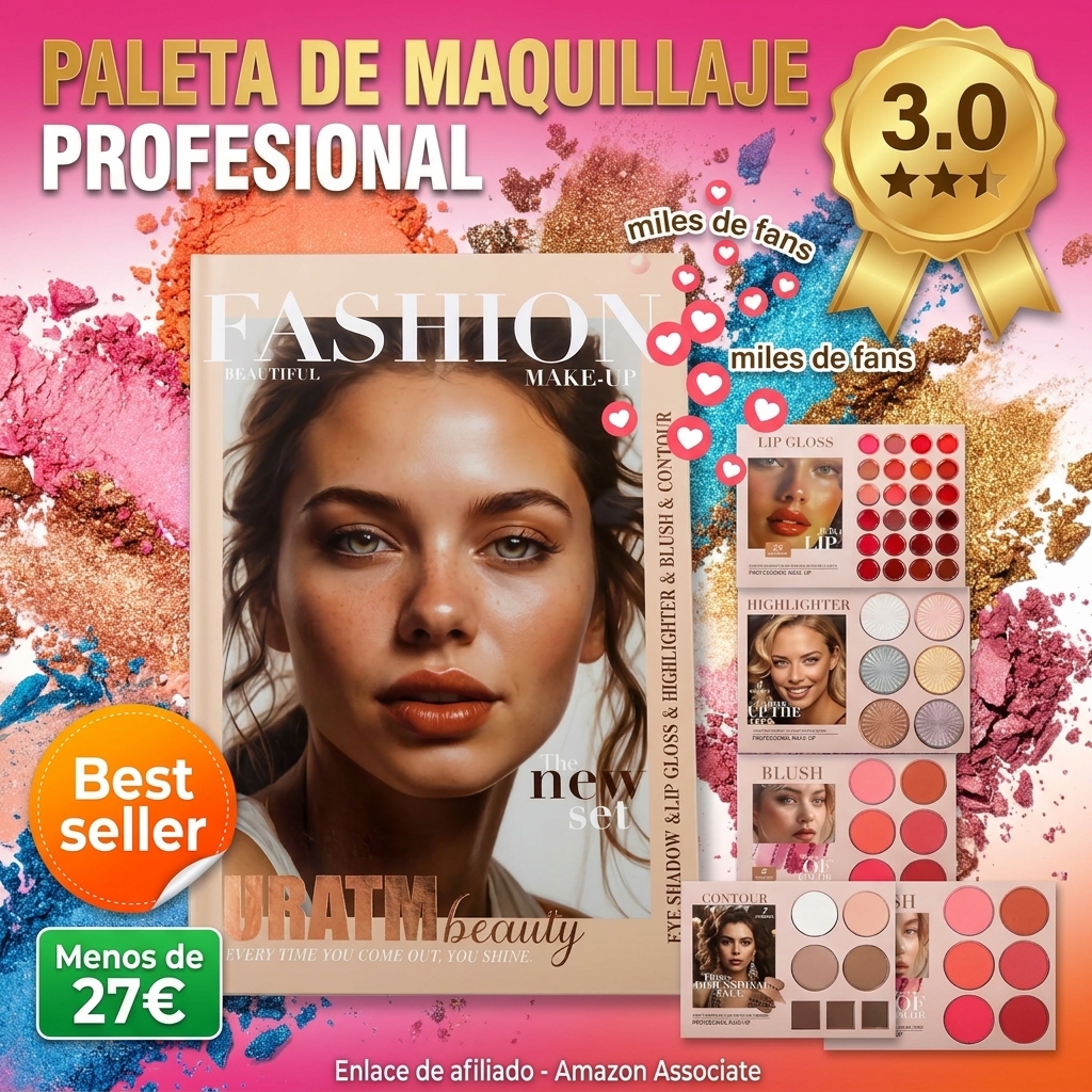 CHSEEO Professional Set de paleta de maquillaje de 67 piezas - Kit de maquillaje estilo libro con 24 sombras de ojos, 6 iluminadores, 6 rubores y 7 paletas para contorno, además de 24 brillos labiales