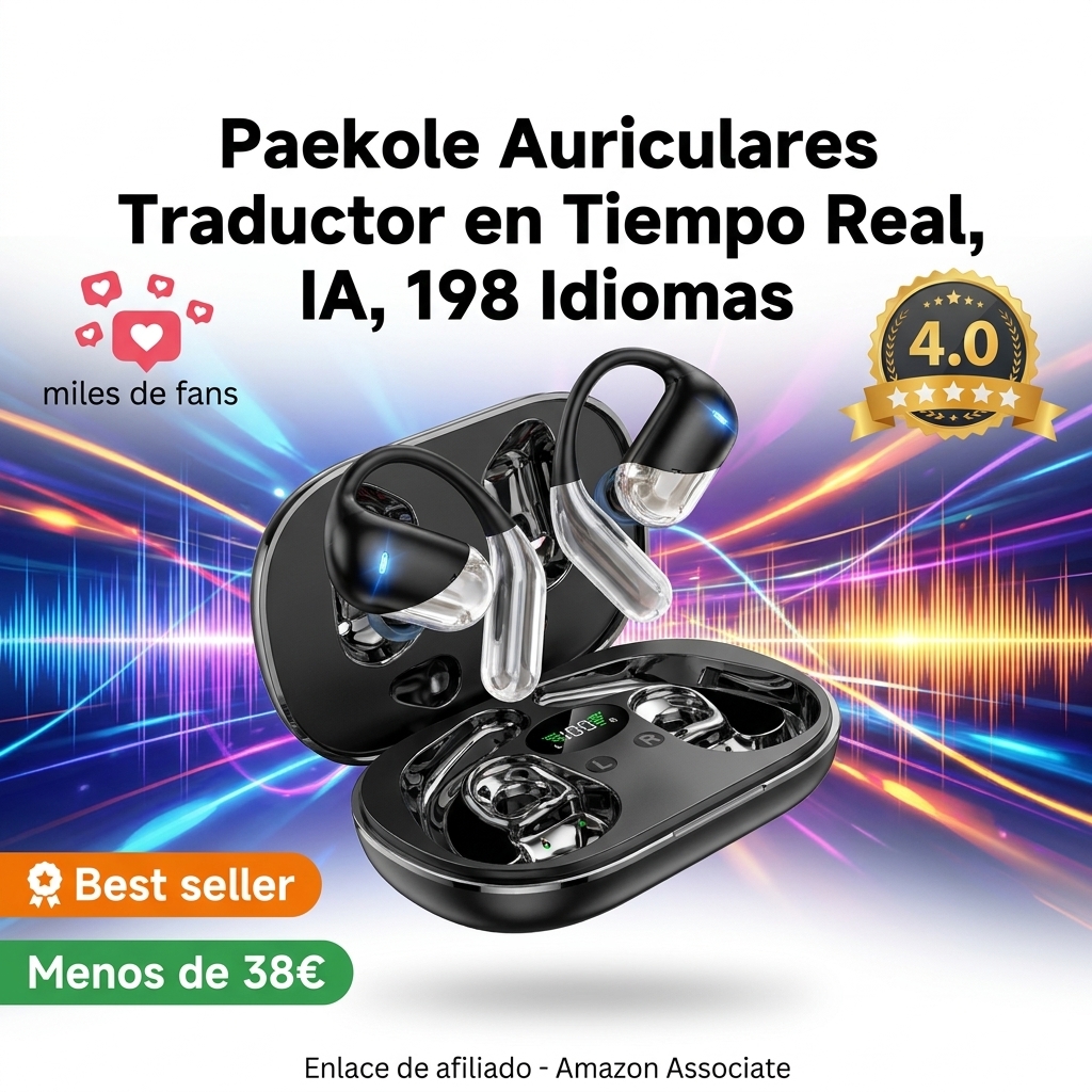 Paekole Auriculares Traductor en Tiempo Real, IA, 198 Idiomas(obsidiana)